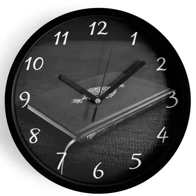 Plastic Islamic Allah Printed Wall Clock, Black, 10x10 Inches