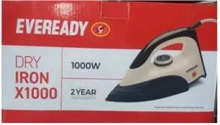 EVEREADY 1000W Dry Iron X1000 Dark Grey Pack Of-01 Pes. 1000 W Dry Iron