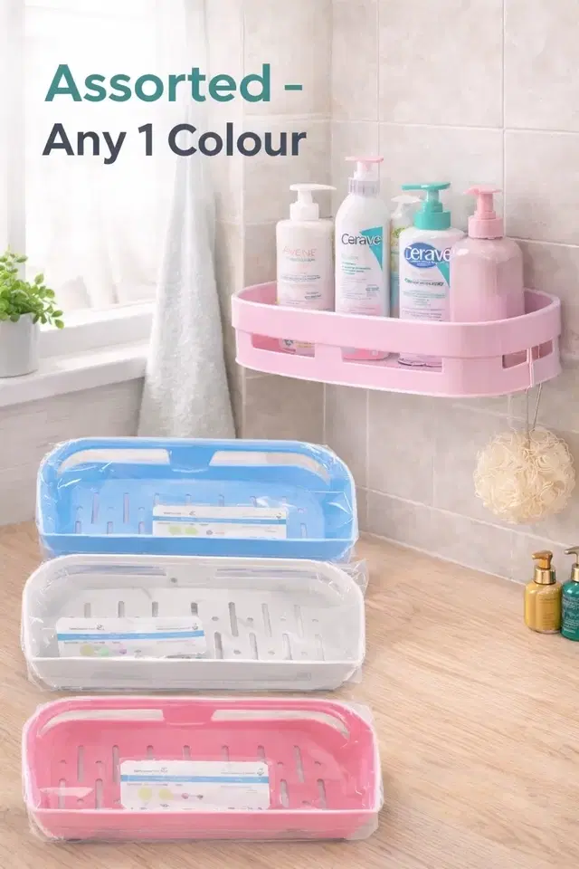 Multiutility Bathroom Shelf Shower Shampoo Holder Kitchen Storage Rack Organizer Assorted Any 1 Colour