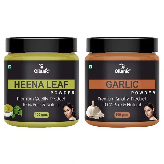 Natural Henna Leaf & Garlic Powder for Skin & Hair, Pack of 2, 100 g
