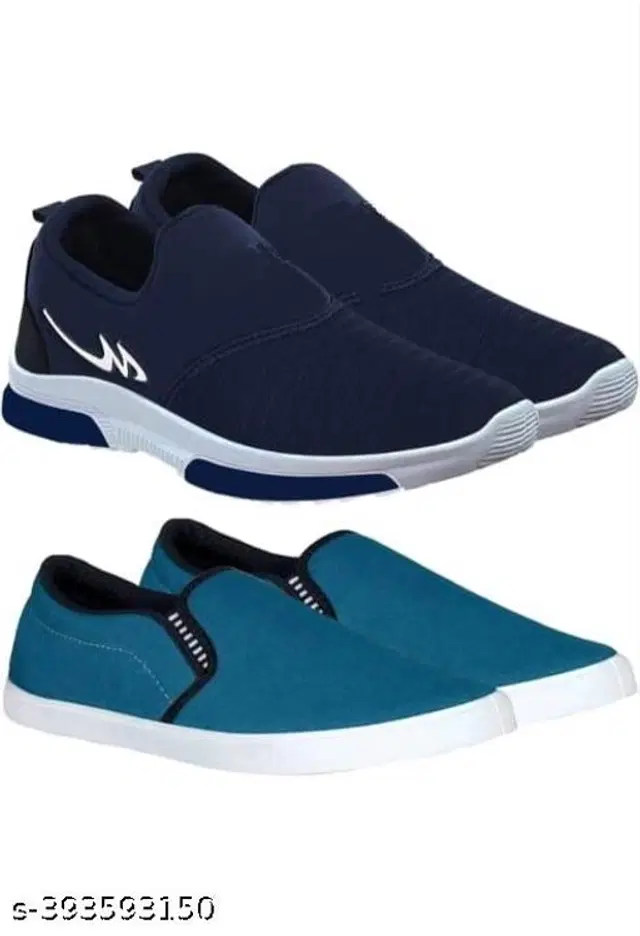 Loafers for Men, Pack of 2 (Blue, 9)