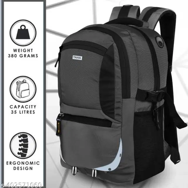 Polyester Backpack for Kids, Grey, 35 L