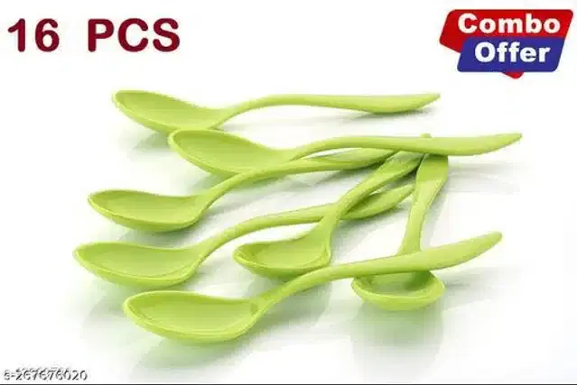 Plastic Spoons Set, Multicolor, Pack of 16