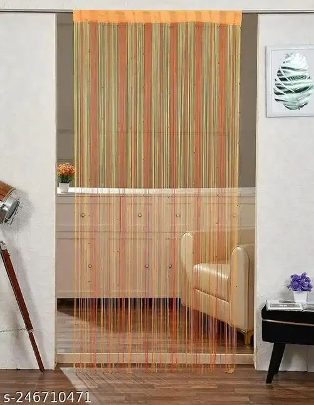 Curtains for Door, Orange & Green, 5 Feet