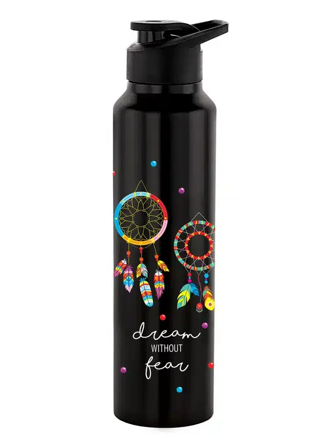 Stainless Steel Insulated Single Wall Water Bottle, Black, 1000 ml