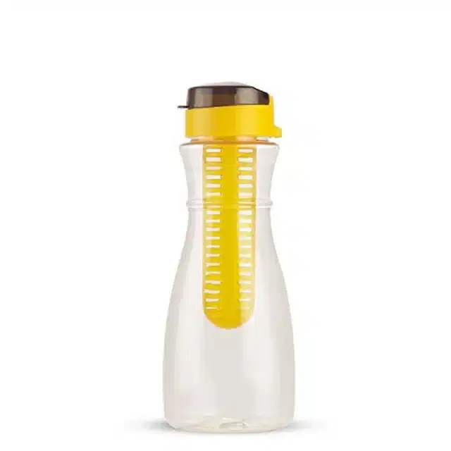 Airtight Plastic Water Bottle with Lid, Yellow, 1000 ml