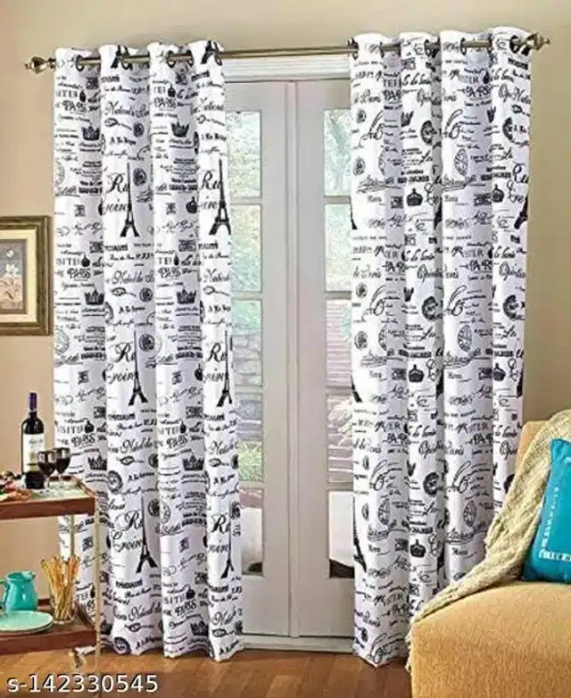 Polyester Window Curtain, Multicolor, 5 Feet, Pack of 2