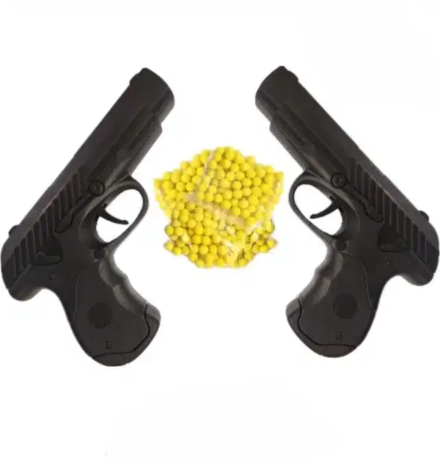 Plastic Gun Toys, 2 Pcs with 120 Pcs Bullets for Kids, Black & Yellow