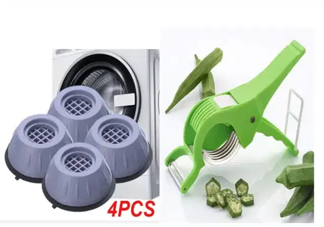 4 Pcs Refrigerator Stand & Vegetable Cutter, Set of 5, Multicolor