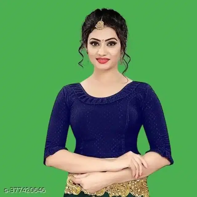 Three-Quarter Sleeves Blouse for Women (Navy Blue, 32)