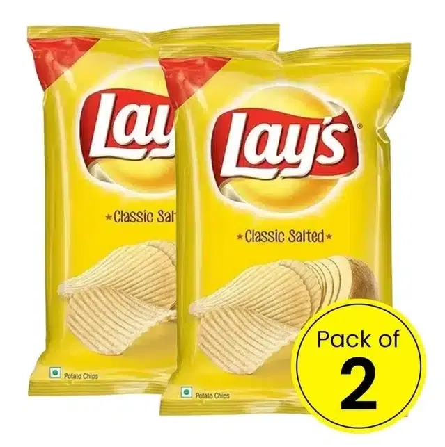 Lays Classic Salted Potato Chips 2X73.7 g (Pack Of 2)