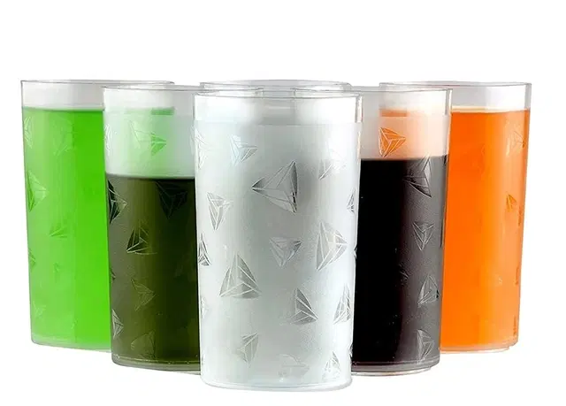 Magic Plus 6 Pcs Plastic Diamond Design Unbreakable Stylish Transparent Water Glass Set, 250 ml,Clear, Diamond