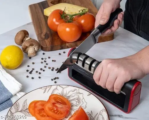 Amaze Weal Stainless Steel Kitchen Knife Sharpener, Black