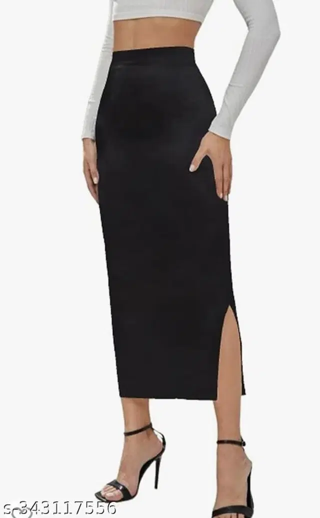 Cotton Blend Skirts for Women (Black, 26)
