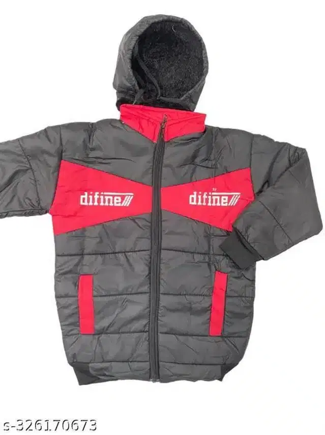 Woolen Jacket for Boys (Black & Red, 3-4 Years)