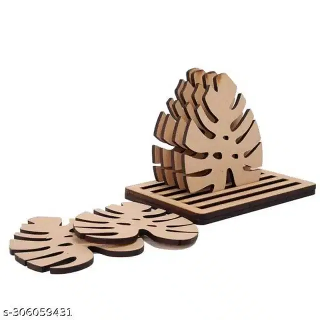 Wooden Tea Coaster, Brown, Pack of 6