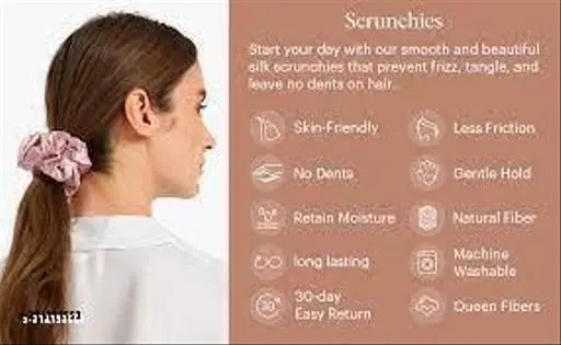 Pure Silk Scrunchies for Women, Pack of 12 (Multicolor)