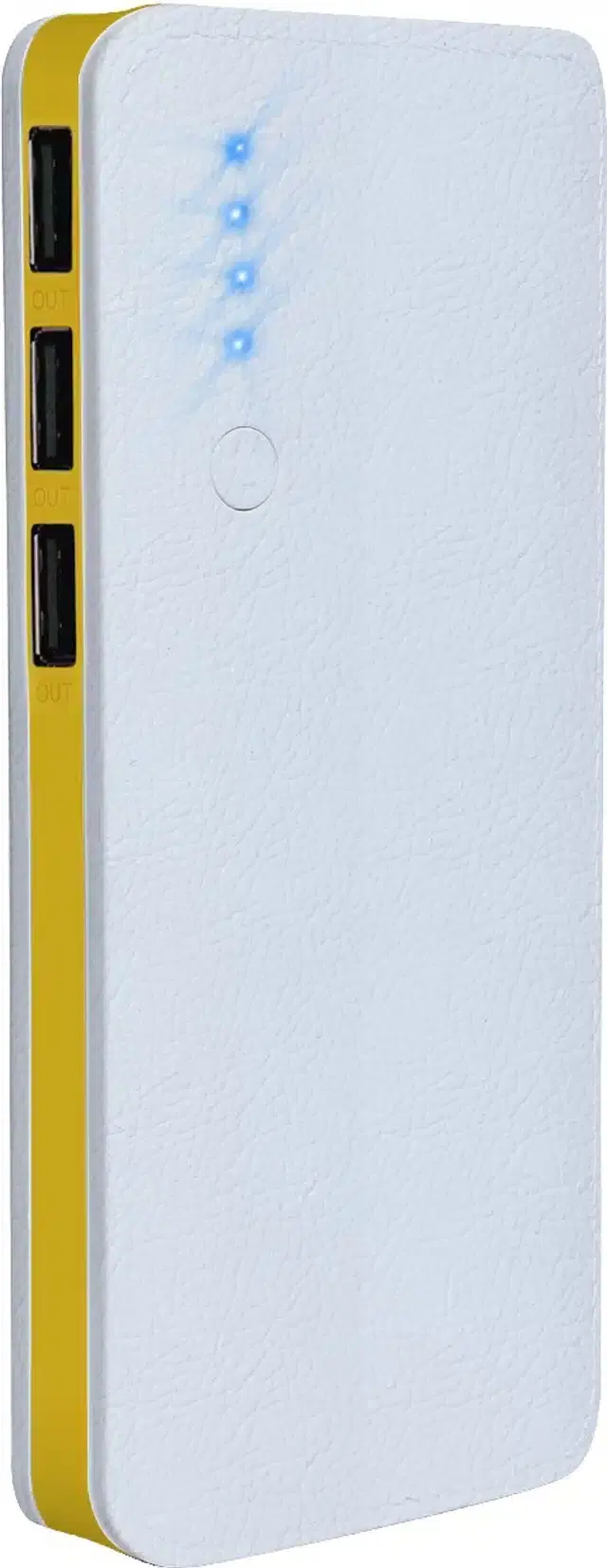 Portable Inbuilt Cables Power Bank, Yellow & White, 20000 mah