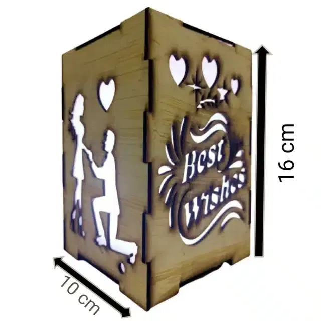 Love Wishes Wooden LED Table Lamp, Brown
