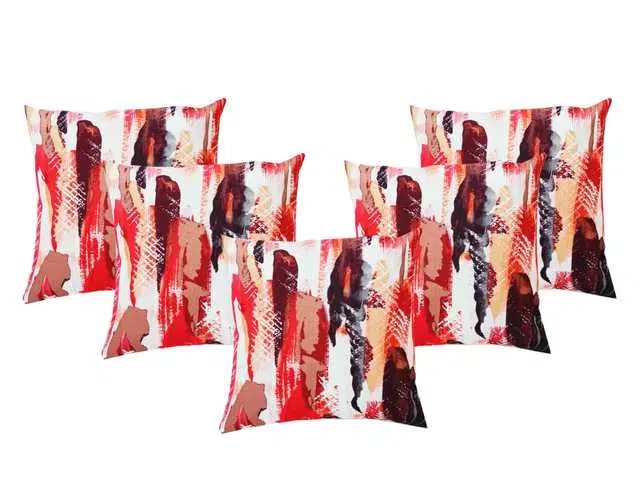 Cushion cover with zip Closure, Set of 5, 16 X 16 Inches, Multicolor, A-331