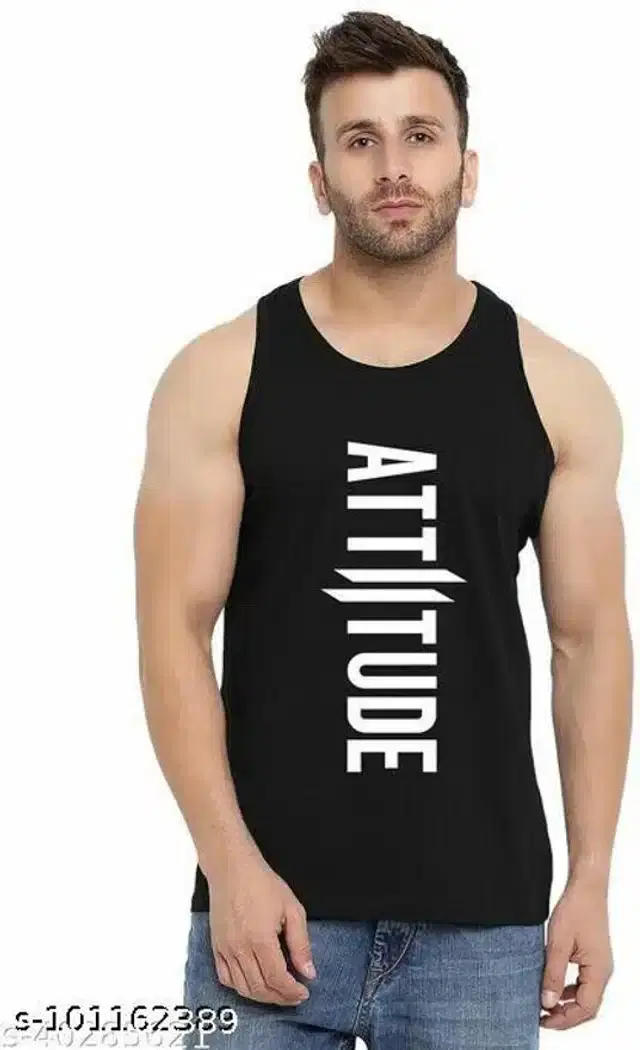Mens Printed Gym Vest (Black, M) (S-46)