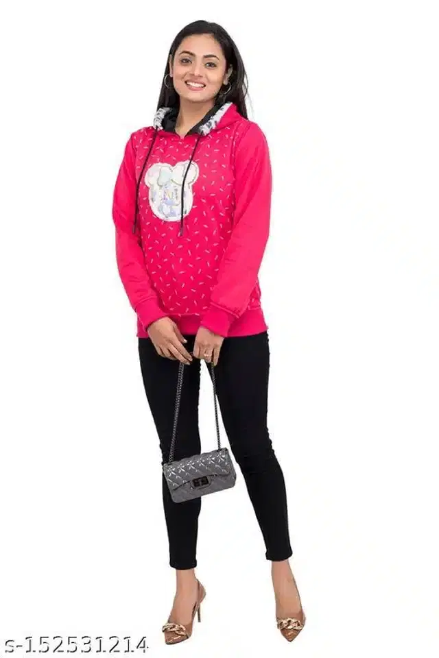 Cotton Blend Sweatshirt for Women (Pink, M)