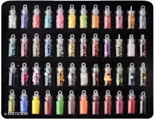 Nail Glitter & Fimo Set, Multioclor, Pack of 48
