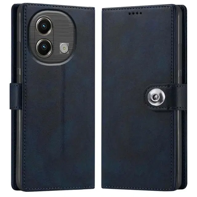 Artificial Leather Mobile Flip Cover for LAVA Storm Play 5G (Blue)