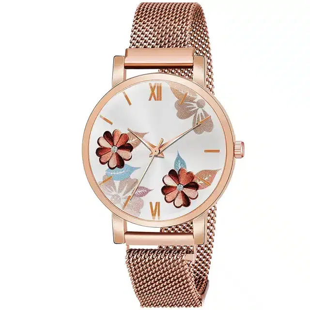 Analog Watch for Women (Rose Gold & Red)