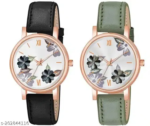 Analog Watch for Women, Pack of 2 (Multicolor)