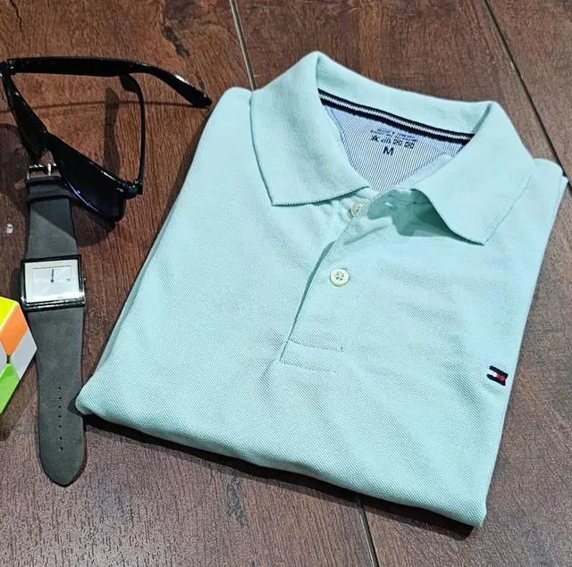 Polo Solid T-Shirt for Men (Sky Blue, L)