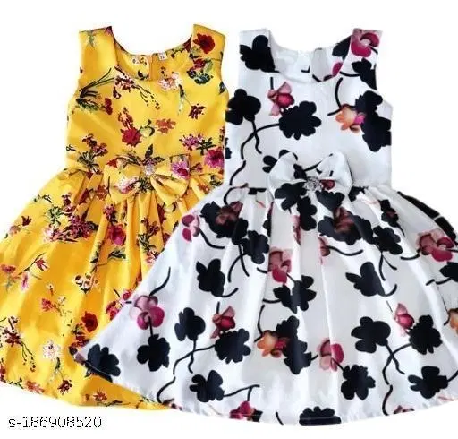 Party Dress for Girls (Yellow, 1-2 Years)