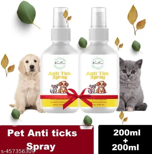 Pets Anti Ticks and Flea Spray with Pleasent Smell and Long Lasting ,200 ml, (Pack of 2)
