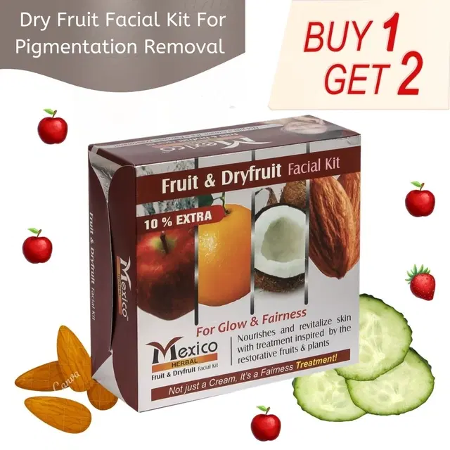 Maxico Herbal Fruit & Dry Fruit Facial Kit, Pack of 3