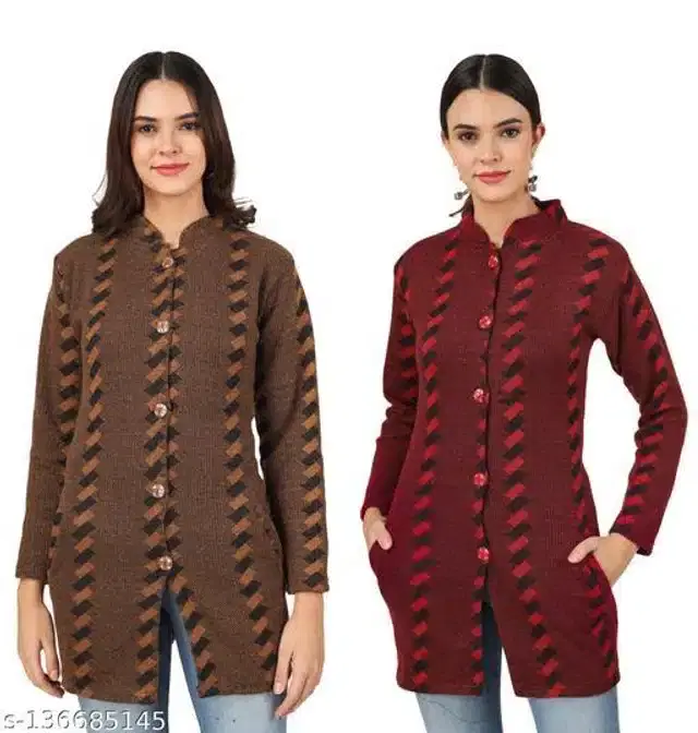 Woolen Sweater for Women, Pack of 2 (Multicolor, M)