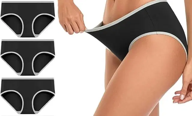 Cotton Blend Briefs for women, Black (Light Grey)