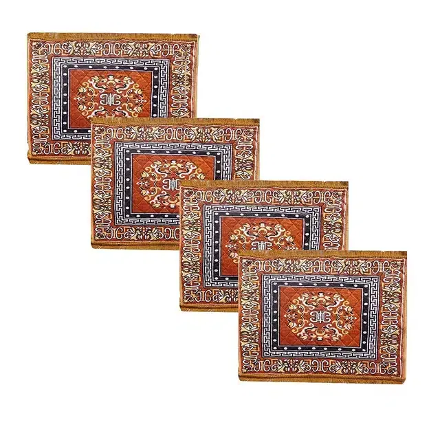 Cotton Printed Pooja Mats, Pack of 4, Multicolor, 50x50 cm