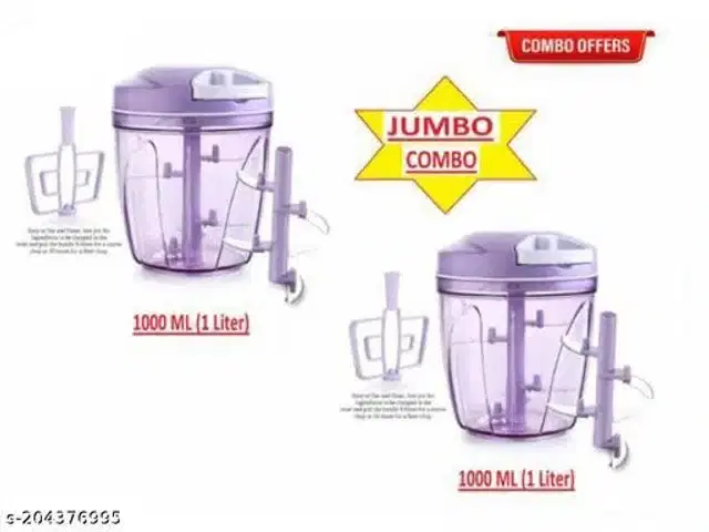 Manual Chopper for Kitchen, Purple, 1000 ml, Pack of 2