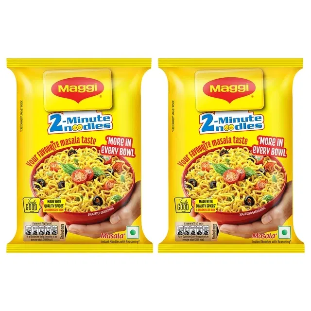 Maggi 2-Minute Instant Noodles Masala 2X75 g Pouch (Pack of 2)