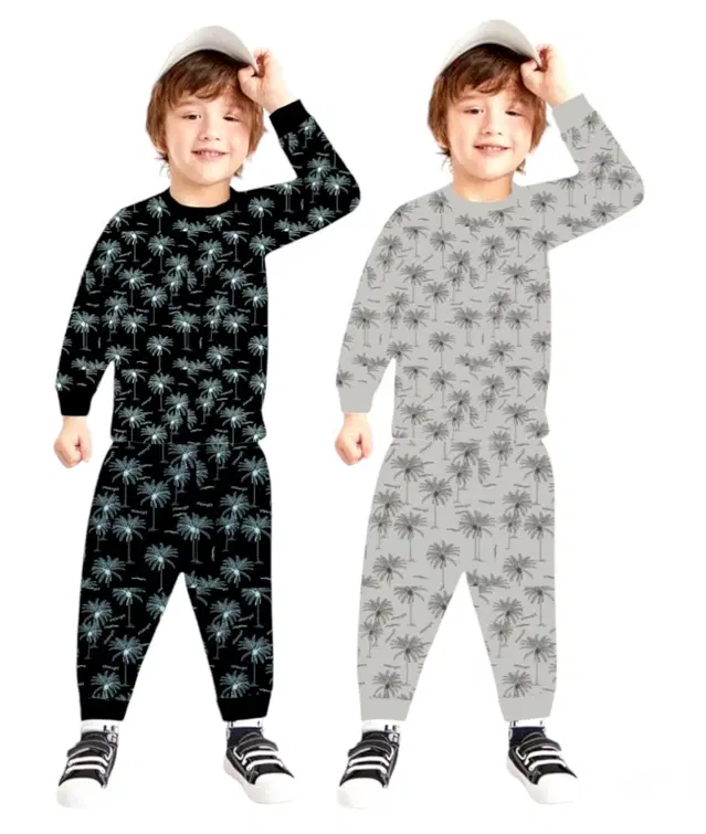 Cotton Printed Nightsuit for Kids, Pack of 2 (Multicolor, 0-3 Months)