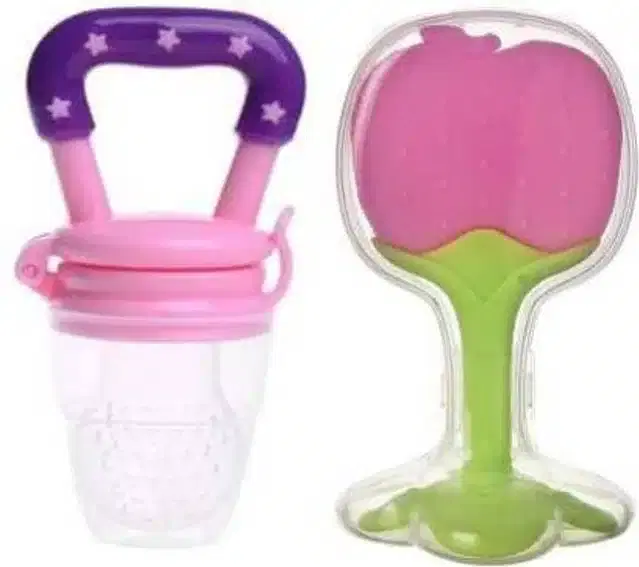 Silicone Fruit Feeder with Teether for Kids, Multicolor, Set of 2