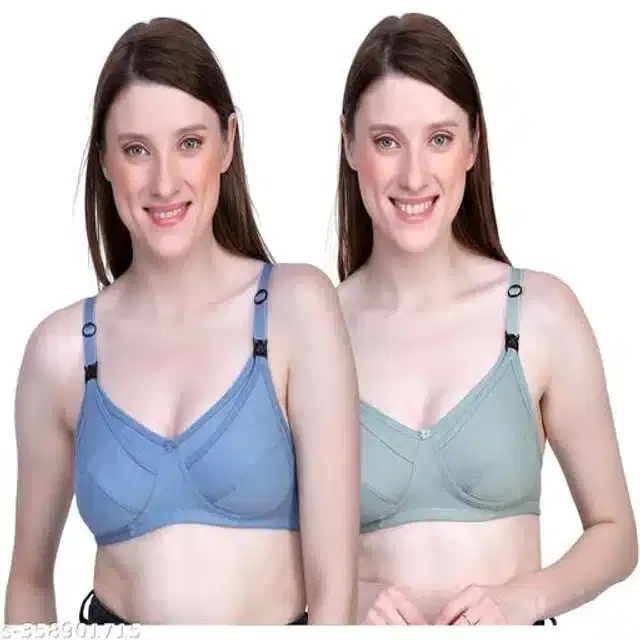 Polycotton Feeding Bra for Women, Pack of 2 (Assorted, 32B)