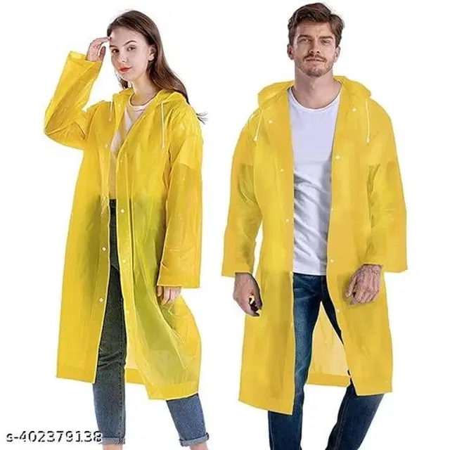 Polyester Rain Coat for Men & Women, Yellow, Free Size, Pack of 1