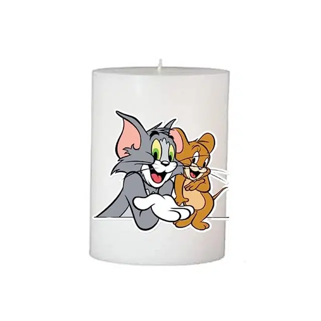 Floish Decor Premium Printed Cartoon Pillar Candle