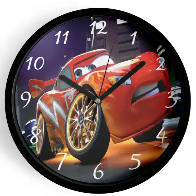 Analog Cars Wall Clock for Home, Black, 7 Inches