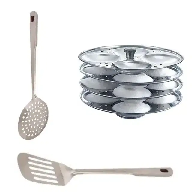 Stainless Steel Poni Strainer, Egg Palta & Idli Making Stand, Combo of 3