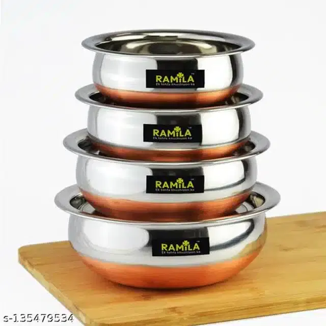 Stainless Steel Handi Set, Silver, Set of 4