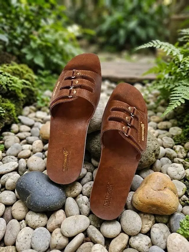 aerowalk Casual Sliders for Women (Tan, 4)
