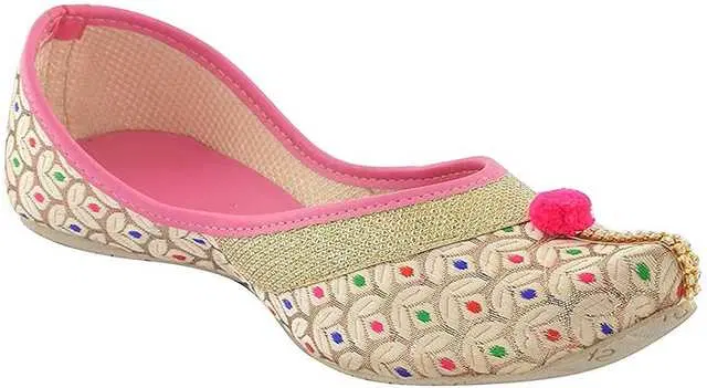 Women Canvas Ethnic Jutis (Pink, 5) (SD-715)