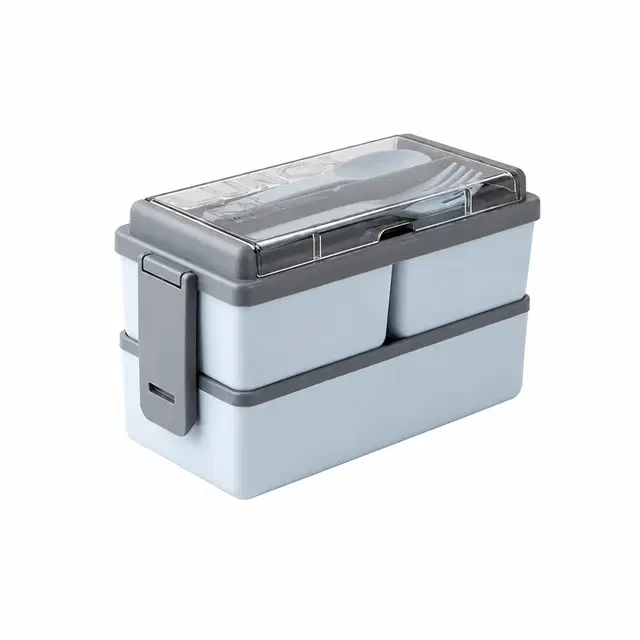 KS Premium Quality Plastic Lunch Box Tiffin Box 3 Containers Lunch Box [Grey, 1400 ml]